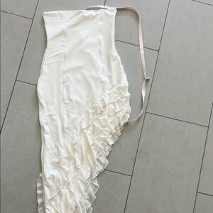 Oh Polly Strapless Cream Ruffle Dress